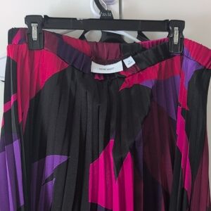 Nine West Colorful Pleated Skirt in Black, Pink, and Purple